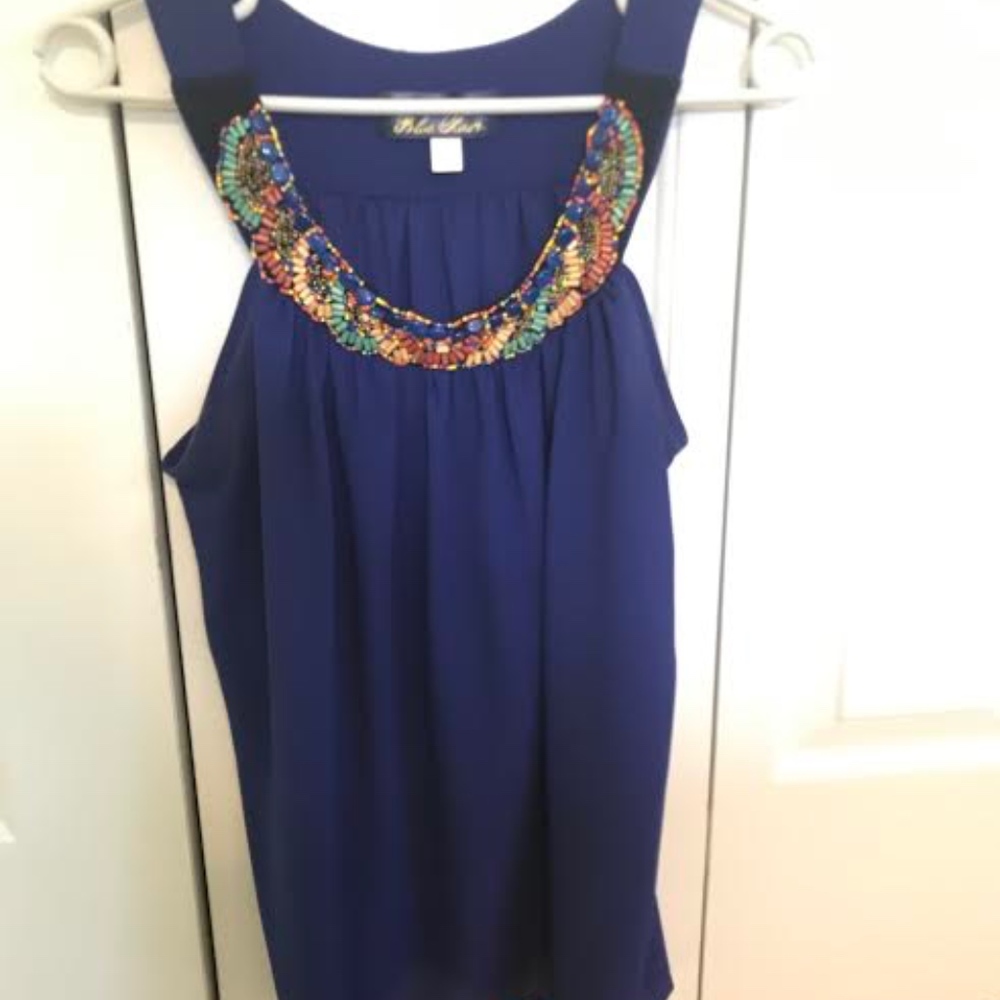 Blue Beaded Tank